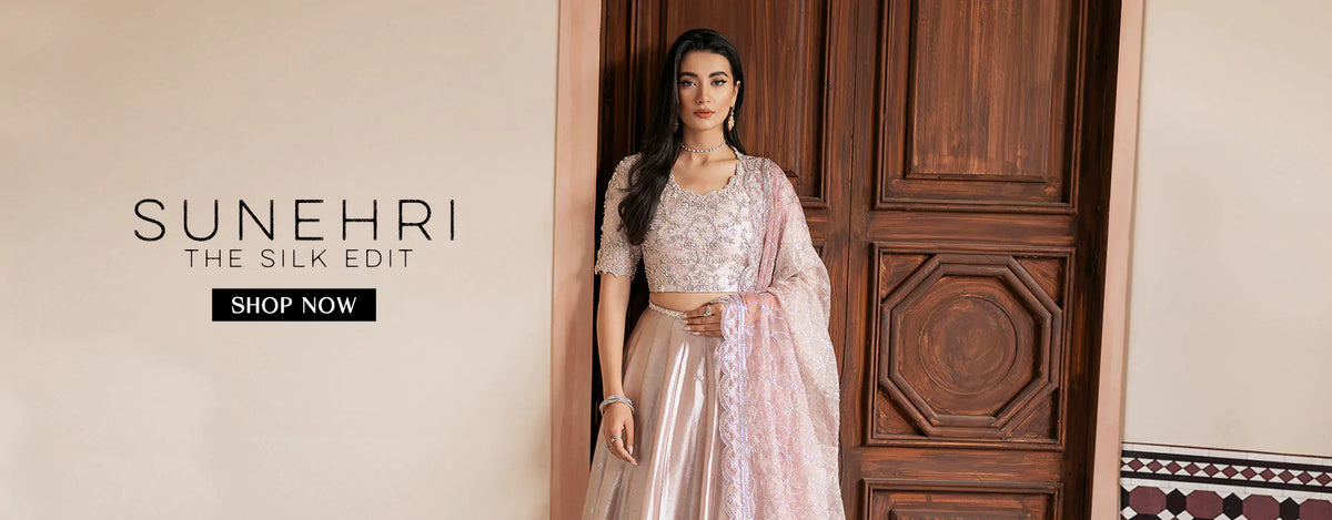 MUSHQ | SUNEHRI 2023-SILK EDITION | PAKISTANI SUITS | LEBAASOLINE
