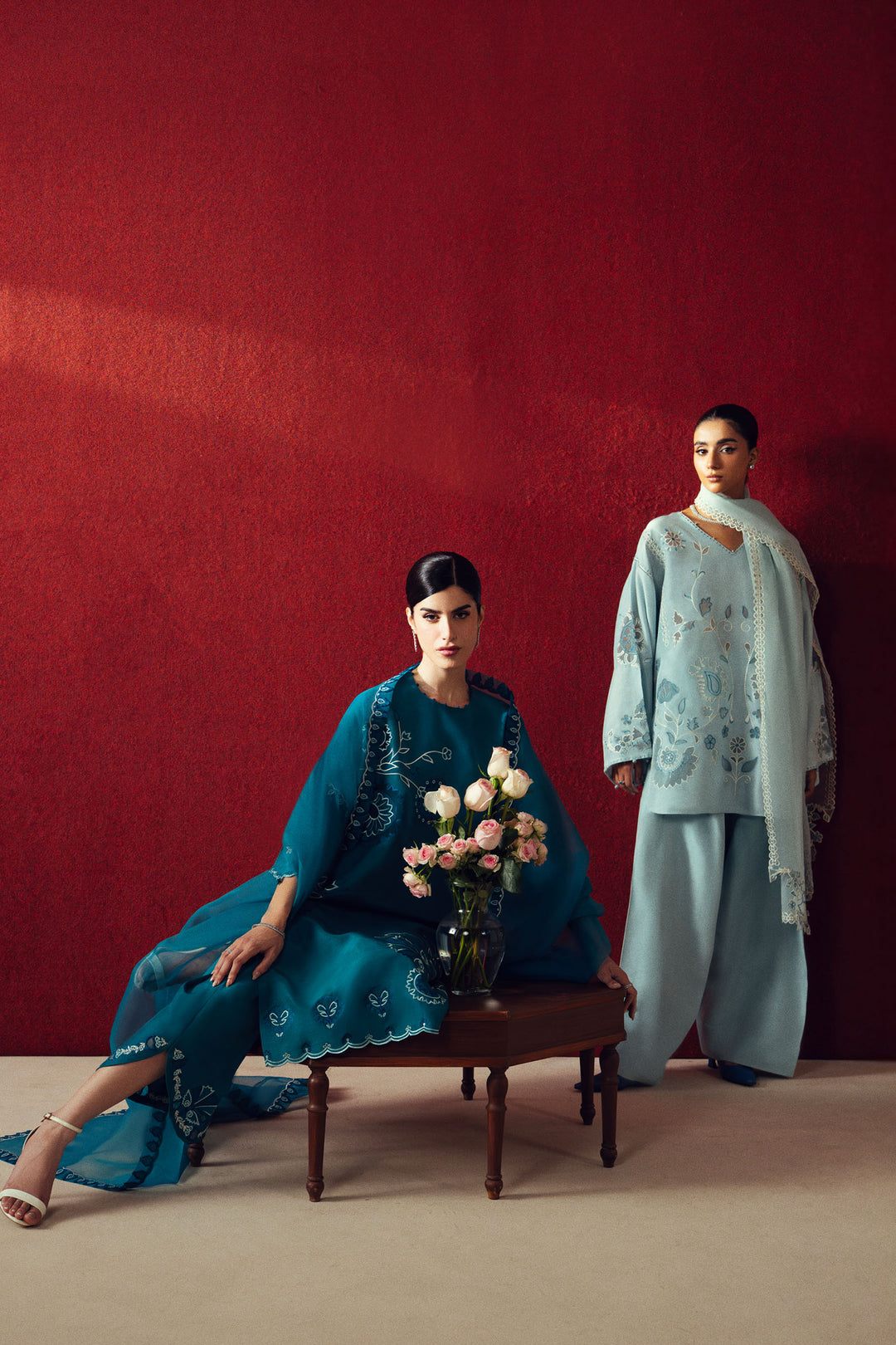 Buy ZAHA | SERAE SILK '25 Online Pakistani designer dresses at Great Price! Available For Next Day Delivery in UK, France & Germany. Zaha dresses created by Khadija Shah from Pakistan & for SALE in the UK, USA, Manchester & London. Book now ready to wear & unstitched at Lebaasonline.