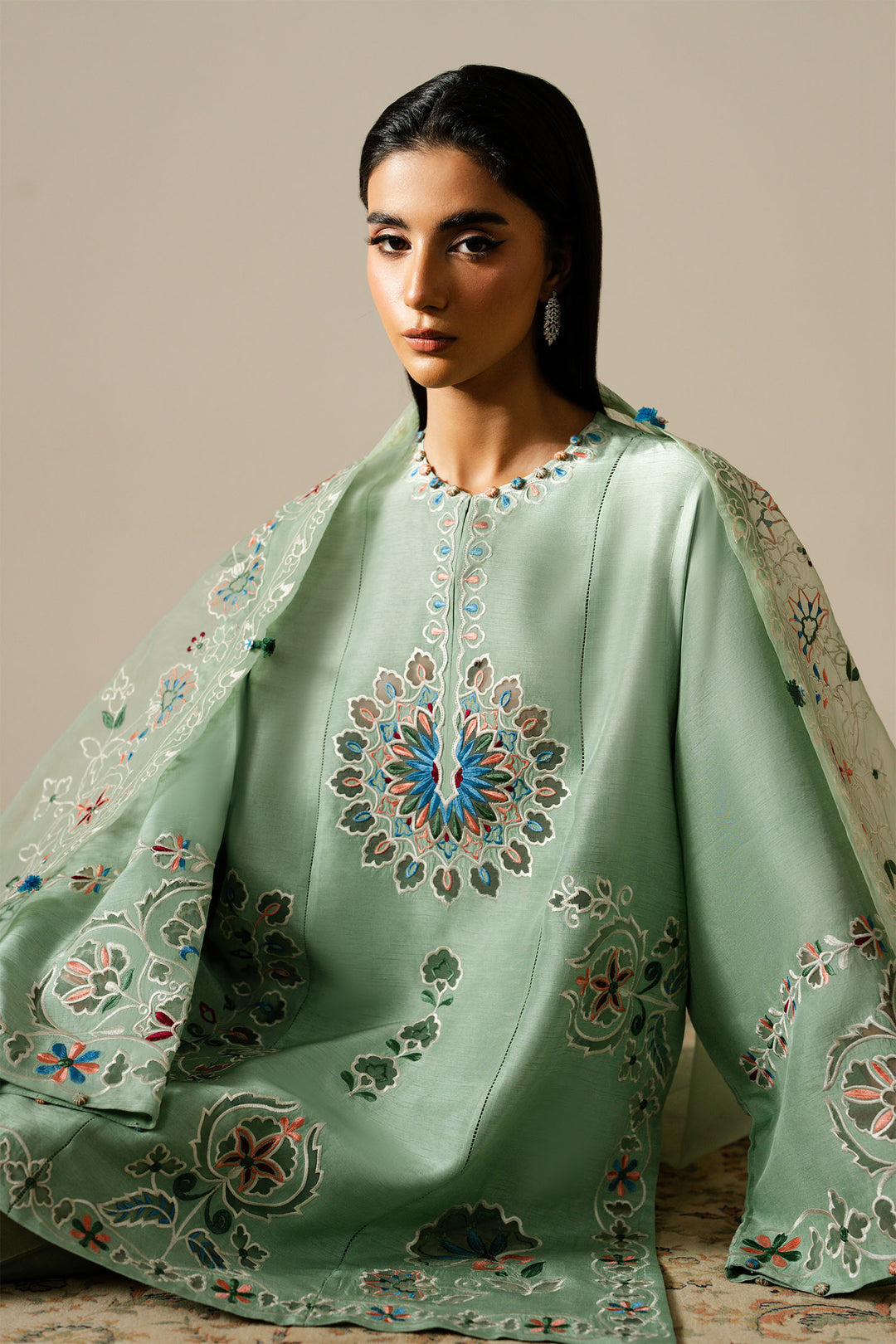 Buy ZAHA | SERAE SILK '25 Online Pakistani designer dresses at Great Price! Available For Next Day Delivery in UK, France & Germany. Zaha dresses created by Khadija Shah from Pakistan & for SALE in the UK, USA, Manchester & London. Book now ready to wear & unstitched at Lebaasonline.