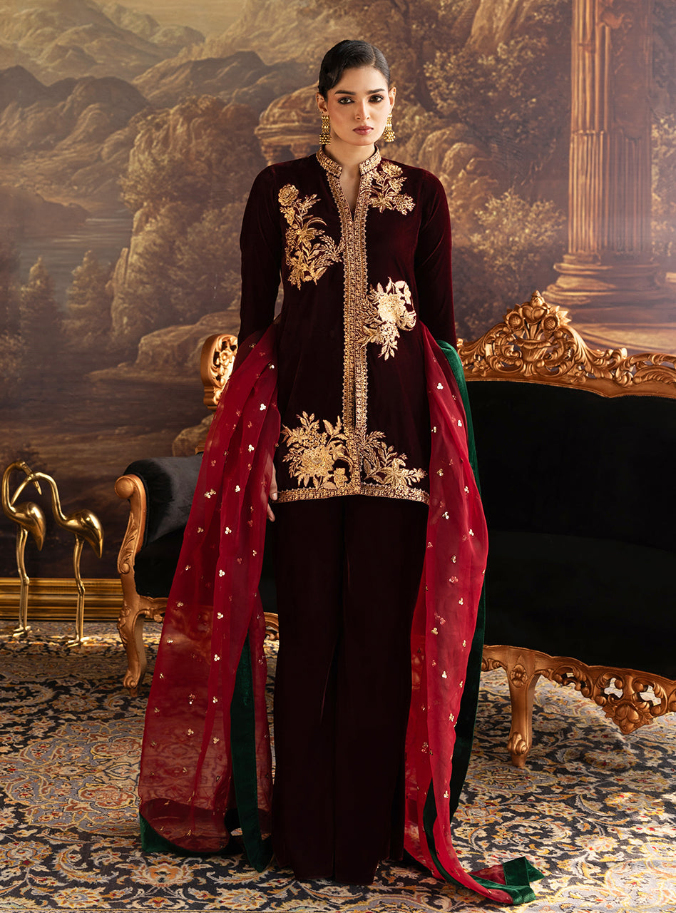 ZAINAB CHOTTANI VELURA VELVET EDIT '25 Velvet salwar kameez UK, Embroidered Collection at our Pakistani Designer Dresses Online Boutique. Pakistani Clothes Online UK- SALE, Zainab Chottani Wedding Suits, Luxury Lawn & Bridal Wear & Ready Made Suits for Pakistani Party Wear UK on Discount Price