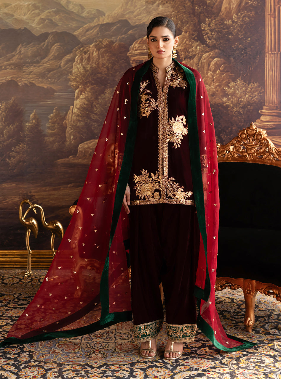 ZAINAB CHOTTANI VELURA VELVET EDIT '25 Velvet salwar kameez UK, Embroidered Collection at our Pakistani Designer Dresses Online Boutique. Pakistani Clothes Online UK- SALE, Zainab Chottani Wedding Suits, Luxury Lawn & Bridal Wear & Ready Made Suits for Pakistani Party Wear UK on Discount Price