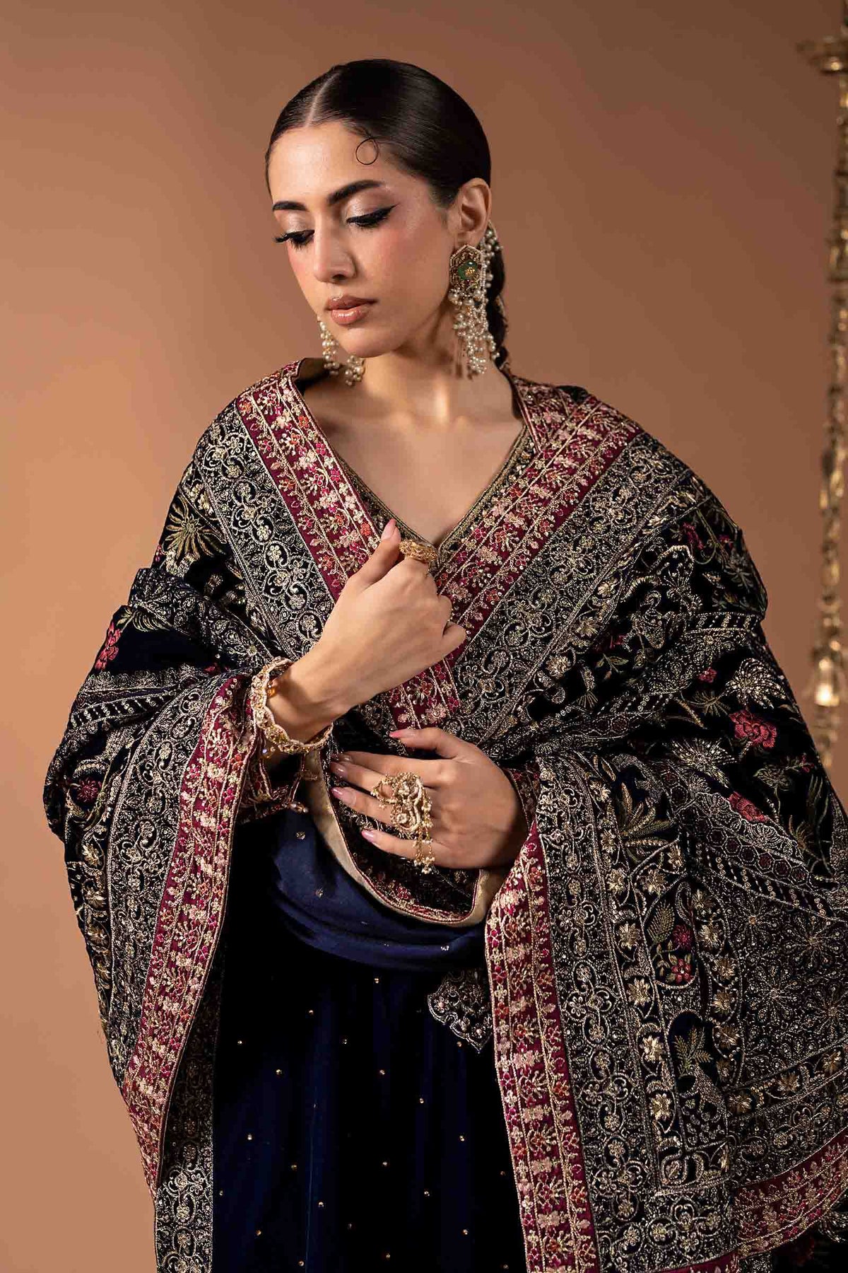 Maria B Winter Collection 2026 | Blue Embroidered Velvet 3 Piece Suit