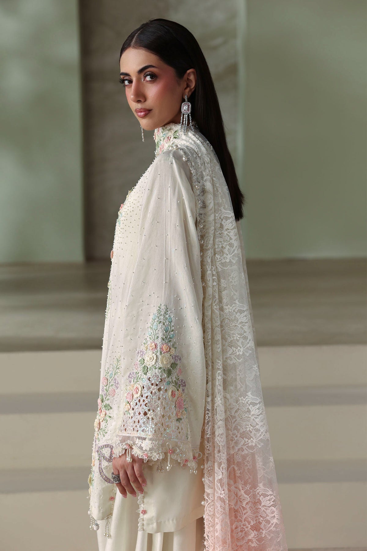 Maria B Soiree 2026 Off-White Pakistani designer suit