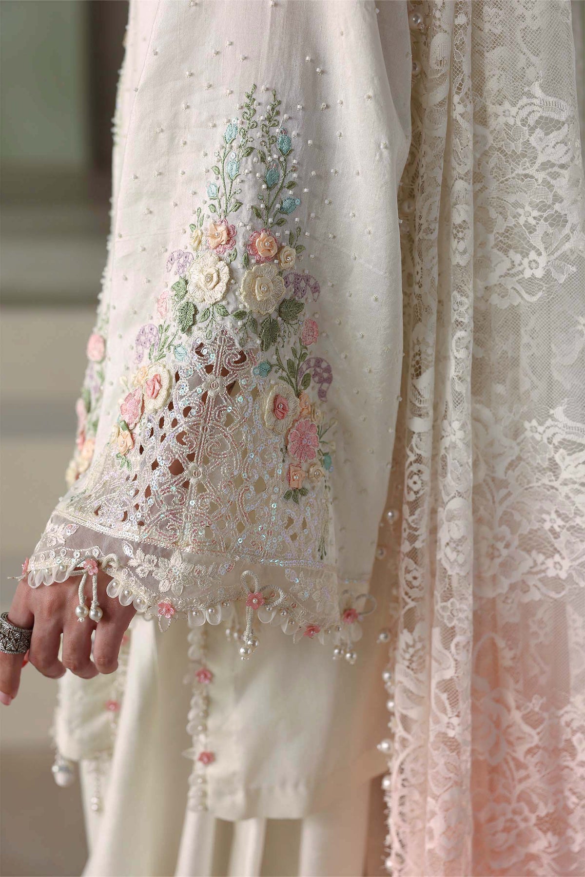 Maria B Soiree 2026 Off-White Pakistani designer suit