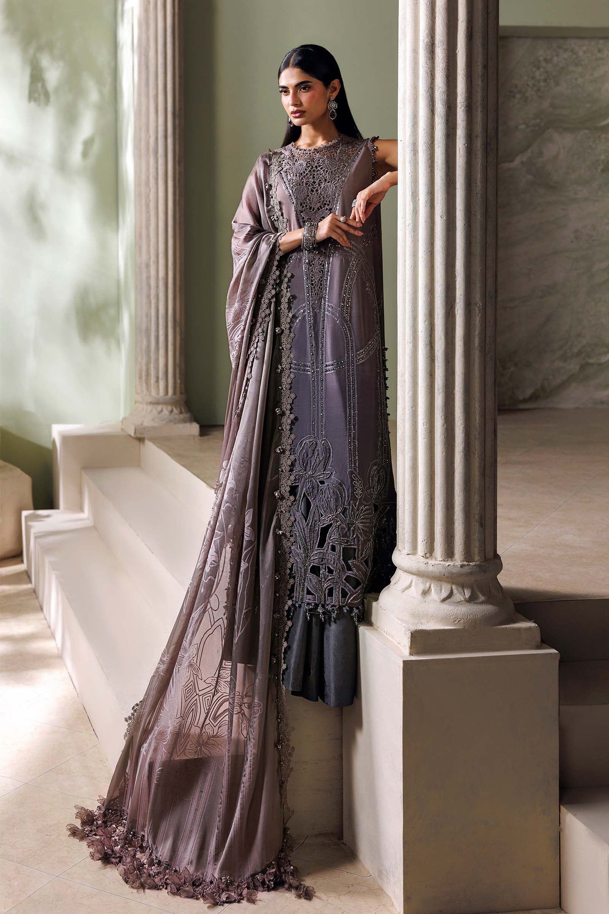 Maria B Soiree 2026 Coffee Grey Pakistani designer suit