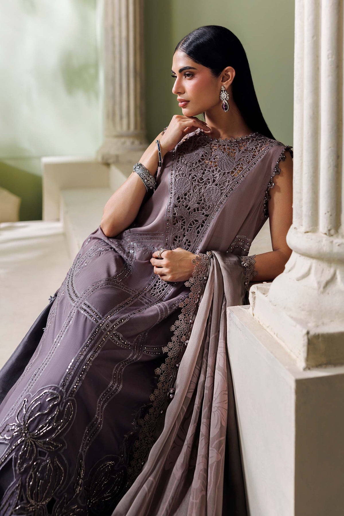 Maria B Soiree 2026 Coffee Grey Pakistani designer suit