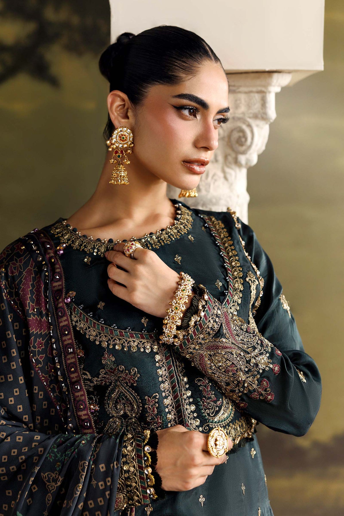 Maria B Soiree 2026 dark green Pakistani designer suit