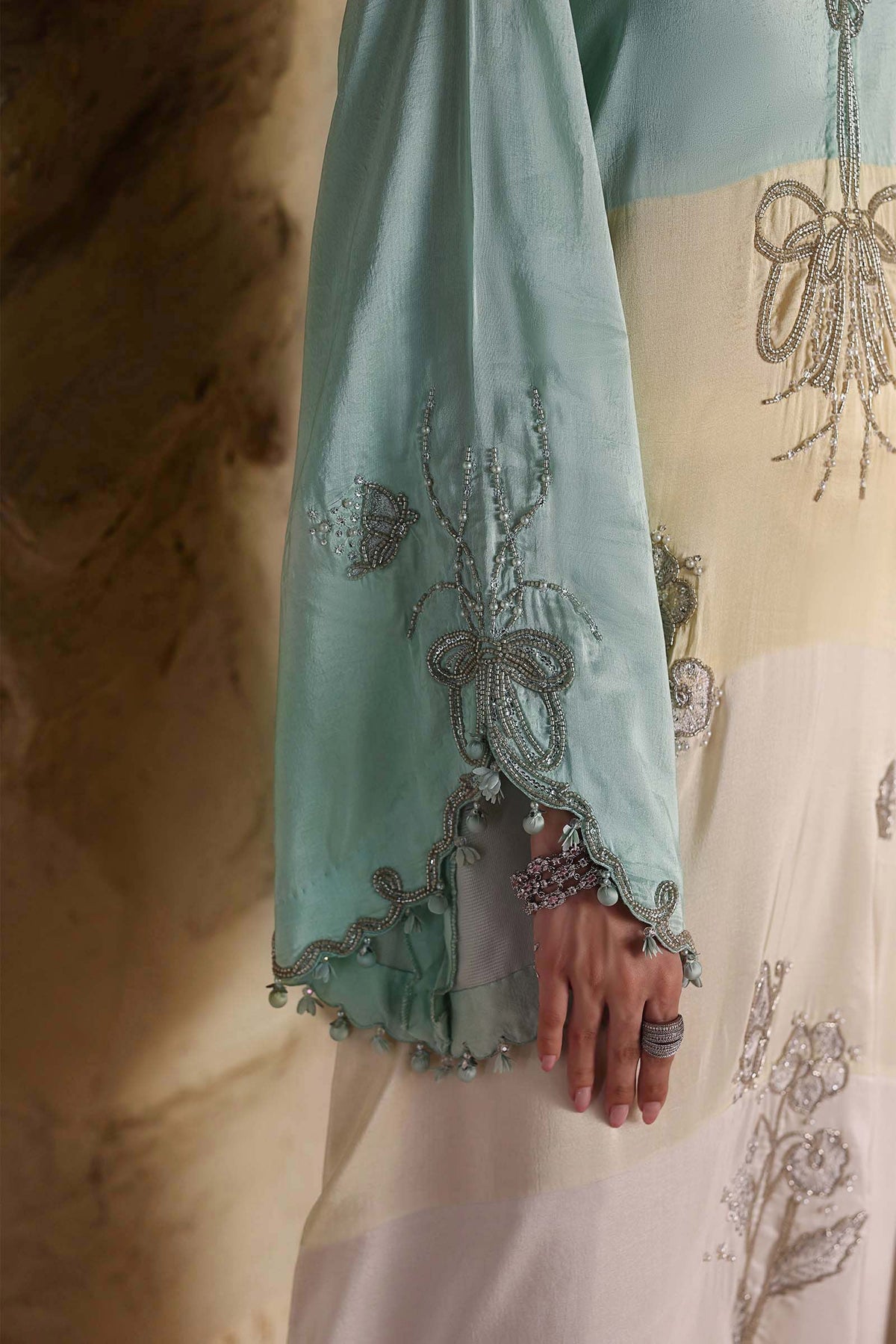 Maria B embroidered Bemberg raw silk suit with organza dupatta