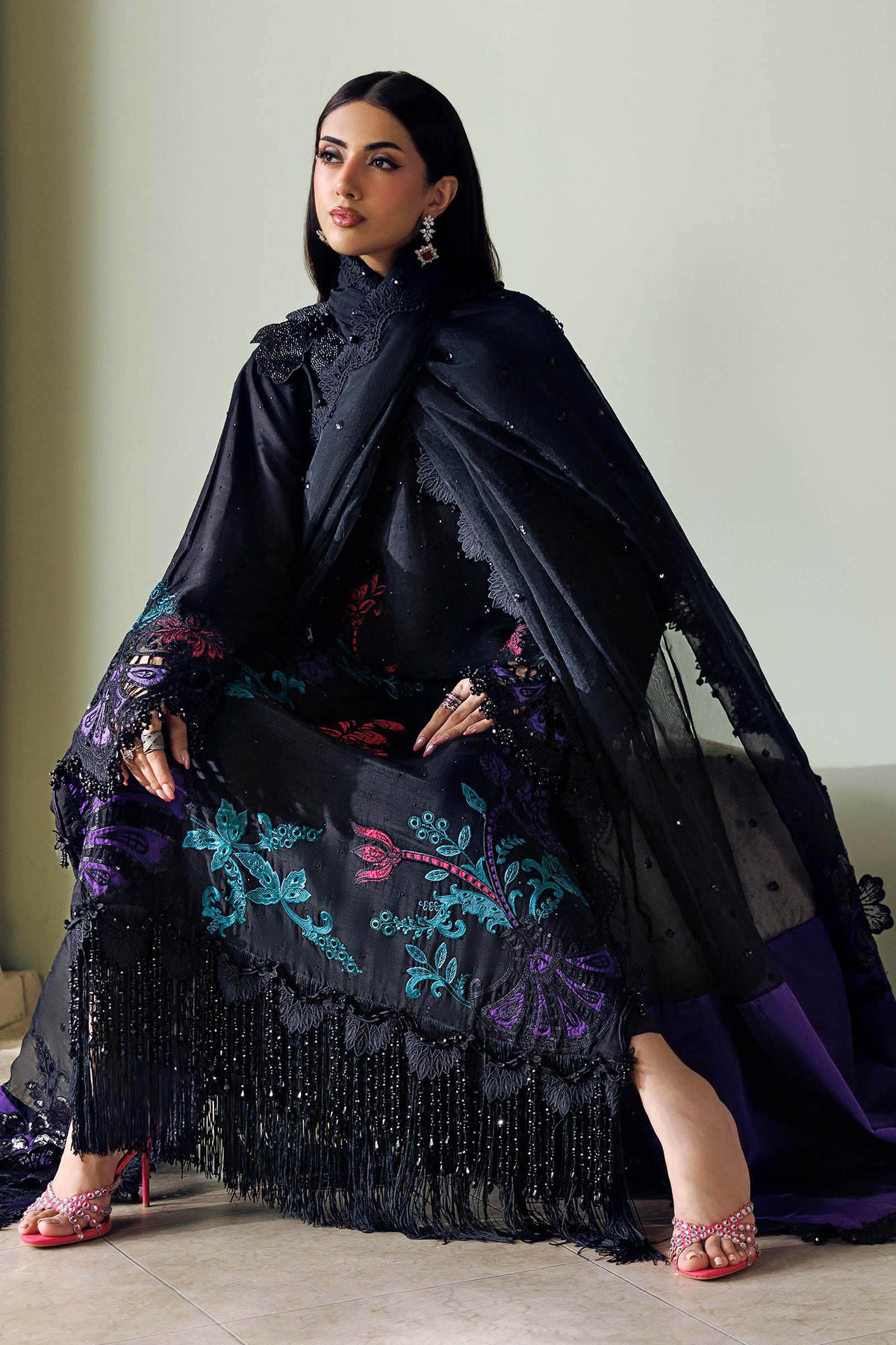 Maria B Soiree 2026 embroidered raw silk suit UK