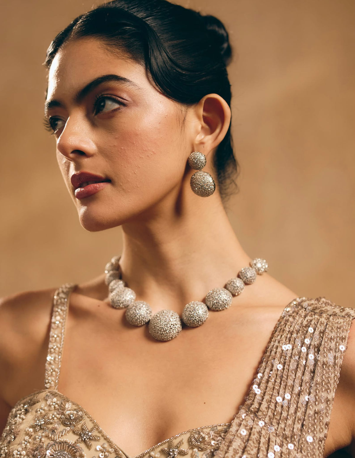 Celestia Pavé Sphere Necklace & Earring Set