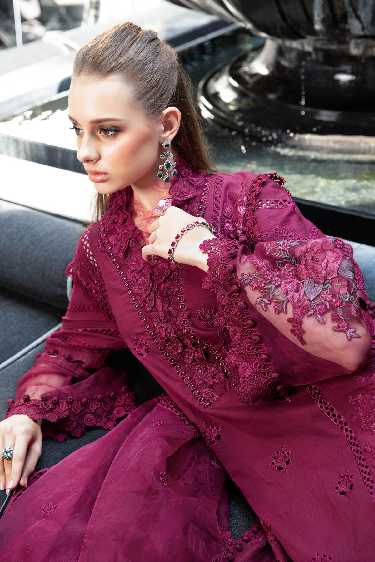 MARIA B | LUXURY LAWN 2023 | EL-23-09-Magenta - LebaasOnline