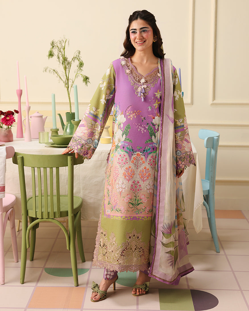 Buy MUSHQ | Soleil 2026-Prints - "Lilac Whim " Designer Dresses Is an exclusively available for online UK @lebaasonline. PAKISTANI WEDDING DRESSES ONLINE UK can be customized at Pakistani designer boutique in USA, UK, France, Dubai, Saudi, London. Get Pakistani & Indian velvet BRIDAL DRESSES ONLINE USA at Lebaasonline.
