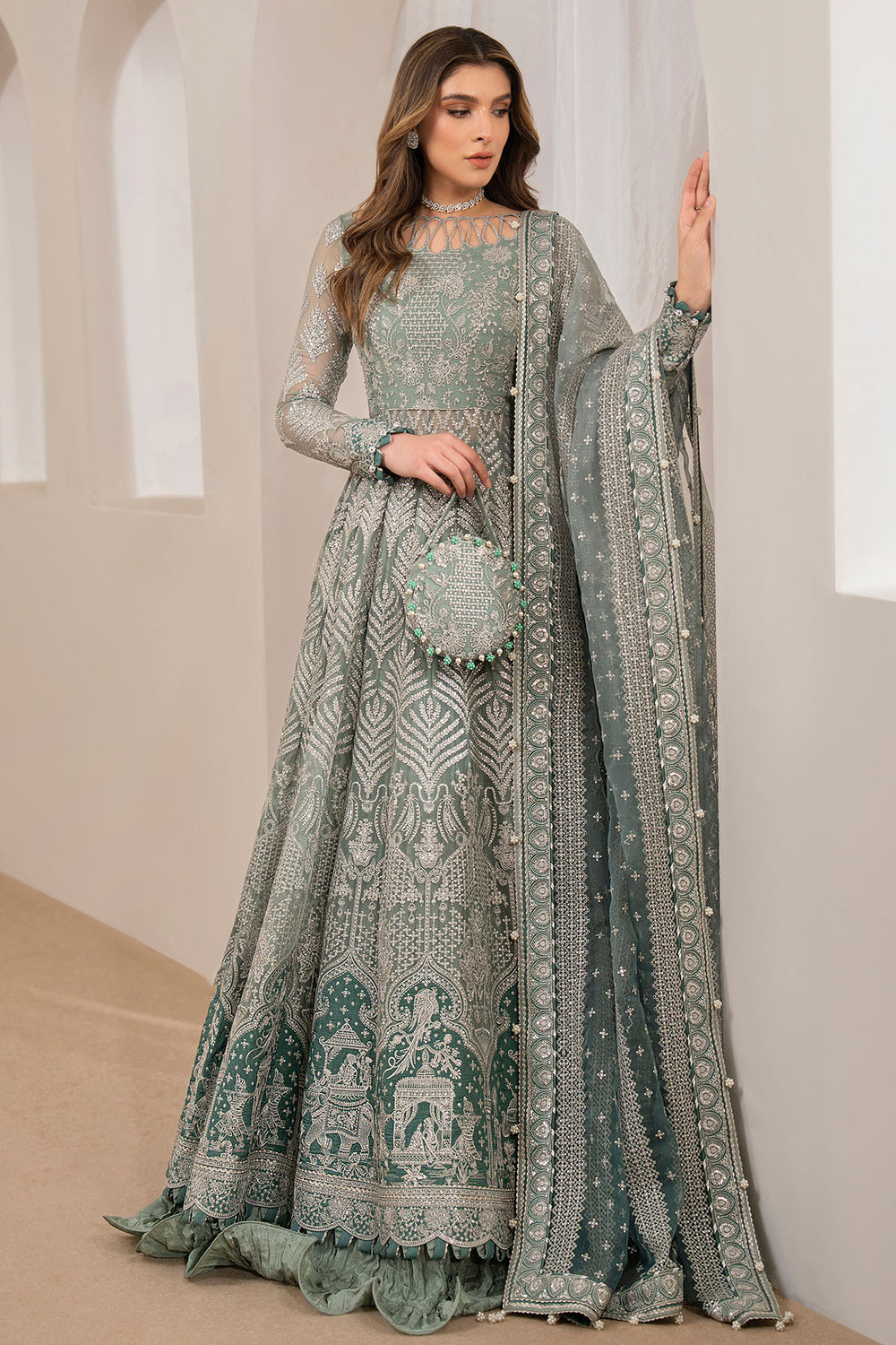 Buy Jazmin | EMBROIDERED CHIFFON WF'24-04 Online at Great Price! Available For UK, France & Germany. Baroque dresse from Pakistan & for SALE in the UK, USA, Manchester & London. Book now ready to wear & unstitched. Shop Wedding, festive, summer or winter branded outfits from Lebaasonline