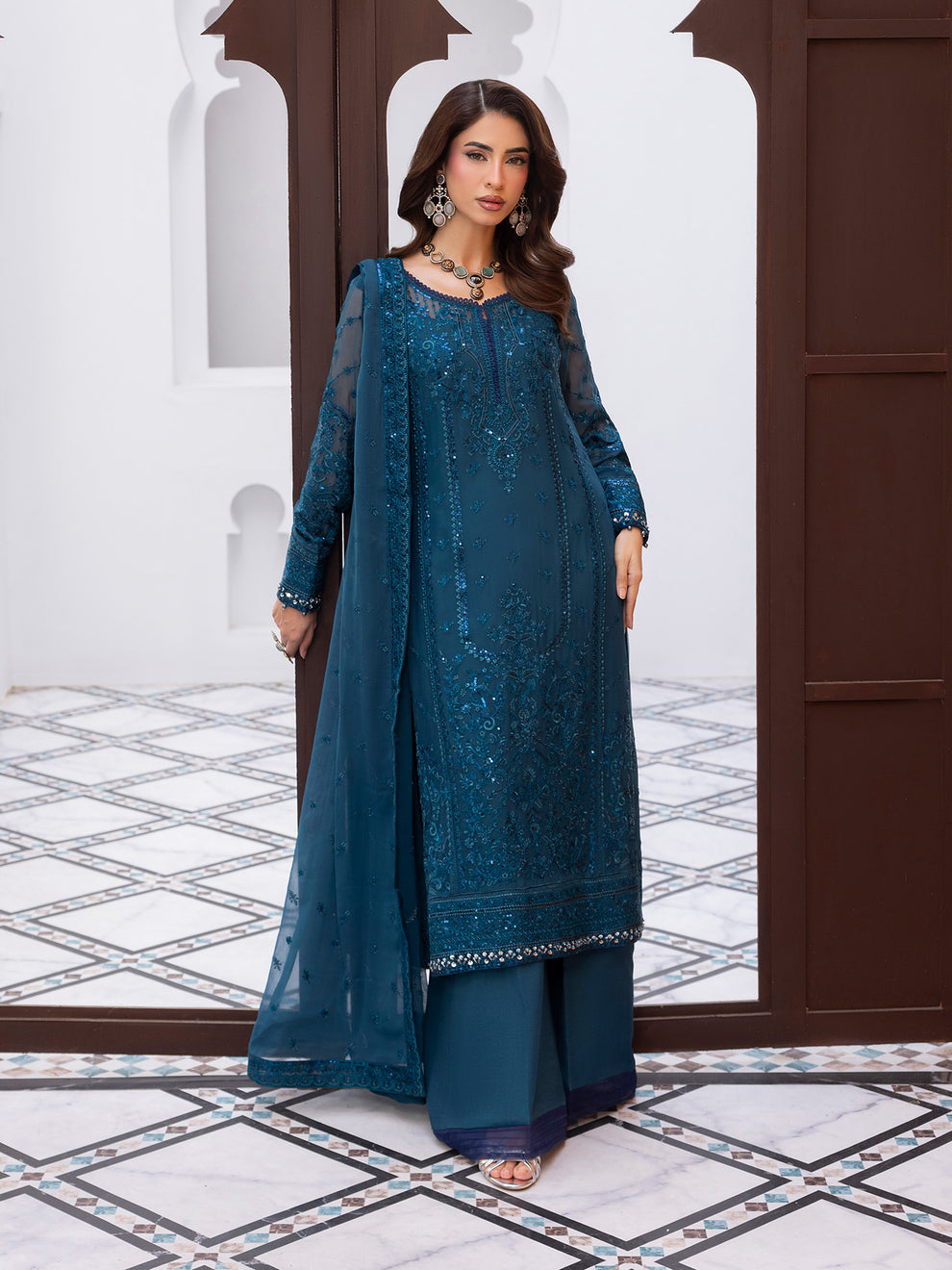 GULAAL | Maeri Luxury Chiffion Unstitched '26 | Mist Pakistani designer dress is available @lebaasonline. The Pakistani Wedding dresses of Maria B, Gulaal can be customized for Bridal/party wear. Get express shipping in UK, USA, France, Germany for Asian Outfits USA. Maria B Sale online can be availed here!!