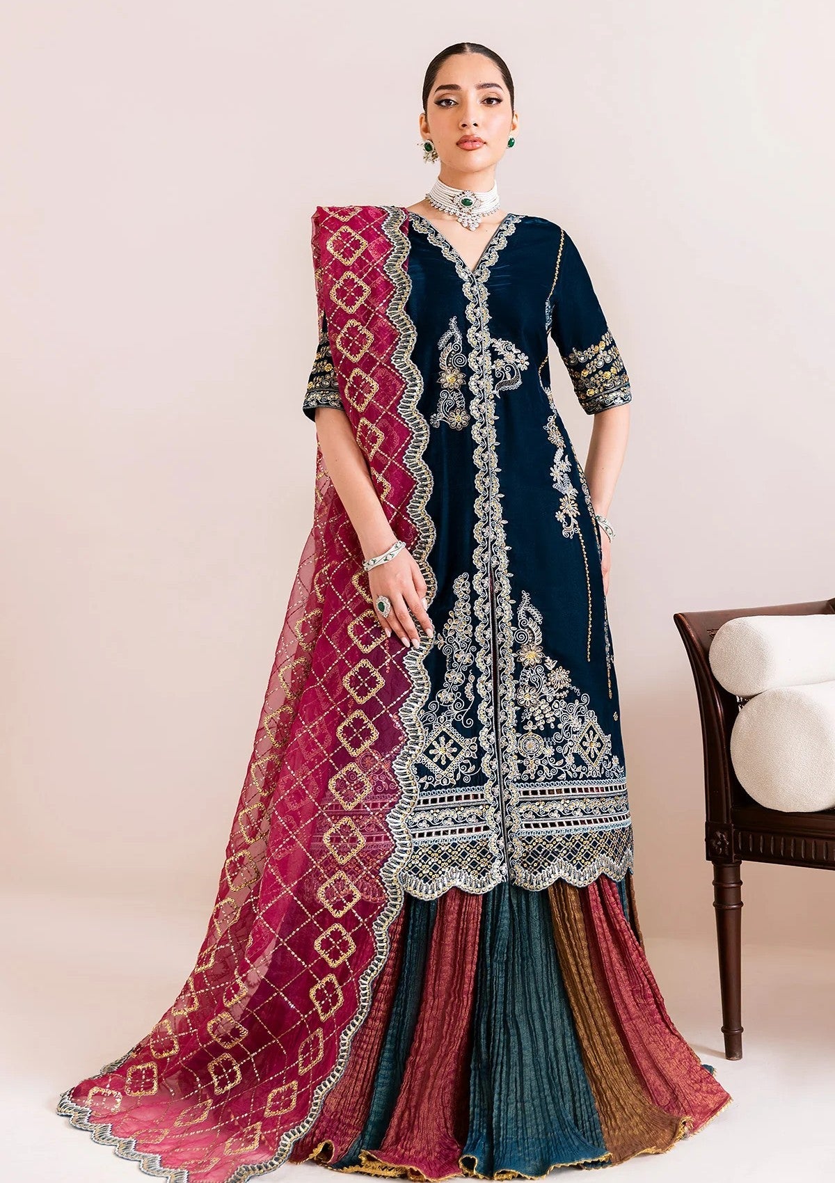Buy Alizeh-Makhmal 25 | Luxury Velvet - AF-VLT#2222- Luxury VELVET. Online at Great Price! Available For UK, France & Germany. Baroque dresse from Pakistan & for SALE in the UK, USA, Manchester & London. Book now ready to wear & unstitched. Shop Wedding, festive, summer or winter branded outfits from Lebaasonline
