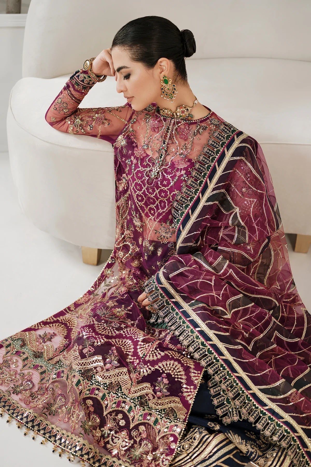 Buy Baroque | Embroidered Net 3Pc Suit CH10-D03 - Collection 2025 Online at Great Price! Available For UK, France & Germany. Baroque dresse from Pakistan & for SALE in the UK, USA, Manchester & London. Book now ready to wear & unstitched. Shop Wedding, festive, summer or winter branded outfits from Lebaasonline