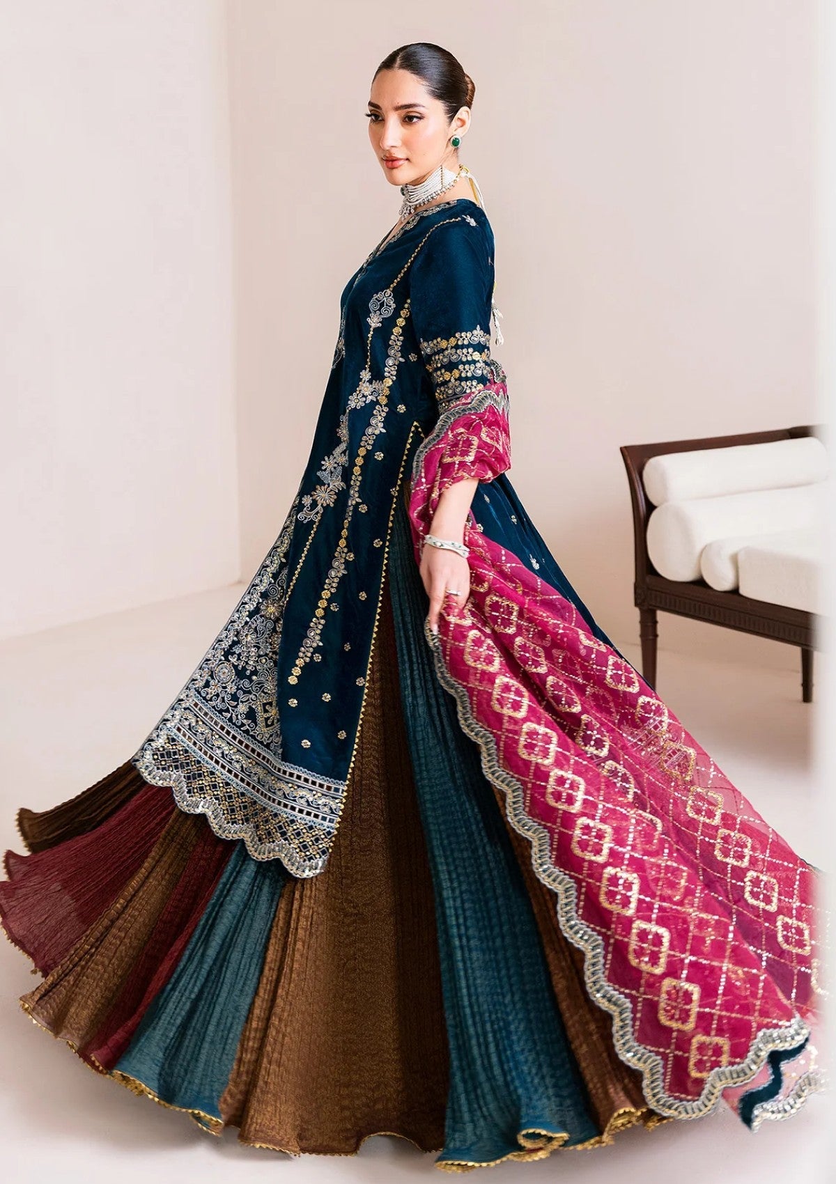 Buy Alizeh-Makhmal 25 | Luxury Velvet - AF-VLT#2222- Luxury VELVET. Online at Great Price! Available For UK, France & Germany. Baroque dresse from Pakistan & for SALE in the UK, USA, Manchester & London. Book now ready to wear & unstitched. Shop Wedding, festive, summer or winter branded outfits from Lebaasonline