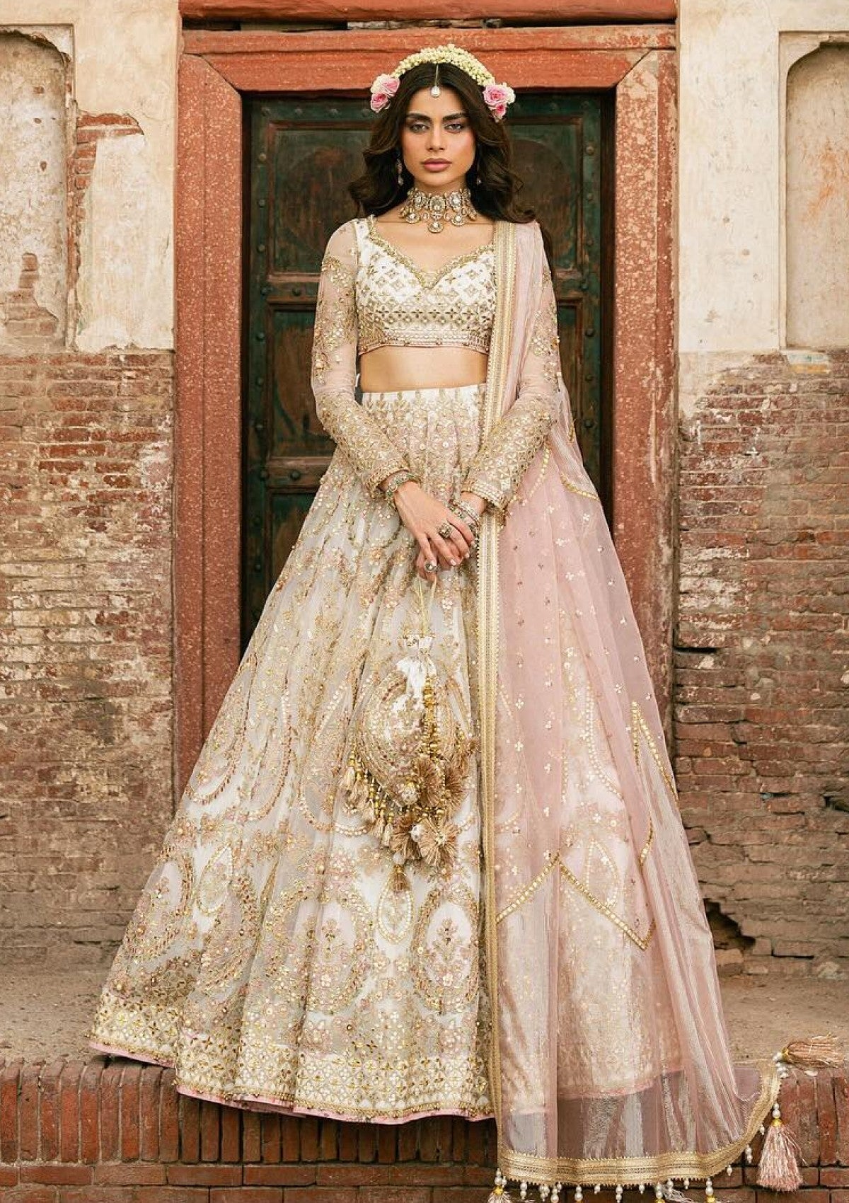 Mohsin Naveed Ranjha Kohinoor white embroidered organza festive suit