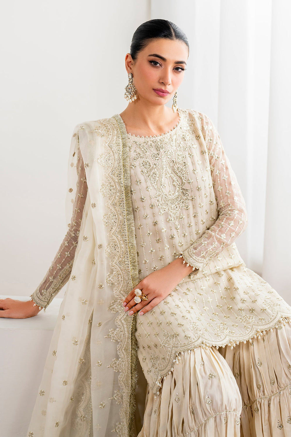 Buy Jazmin | EMBROIDERED CHIFFON SF-687. Online at Great Price! Available For UK, France & Germany. Baroque dresse from Pakistan & for SALE in the UK, USA, Manchester & London. Book now ready to wear & unstitched. Shop Wedding, festive, summer or winter branded outfits from Lebaasonline