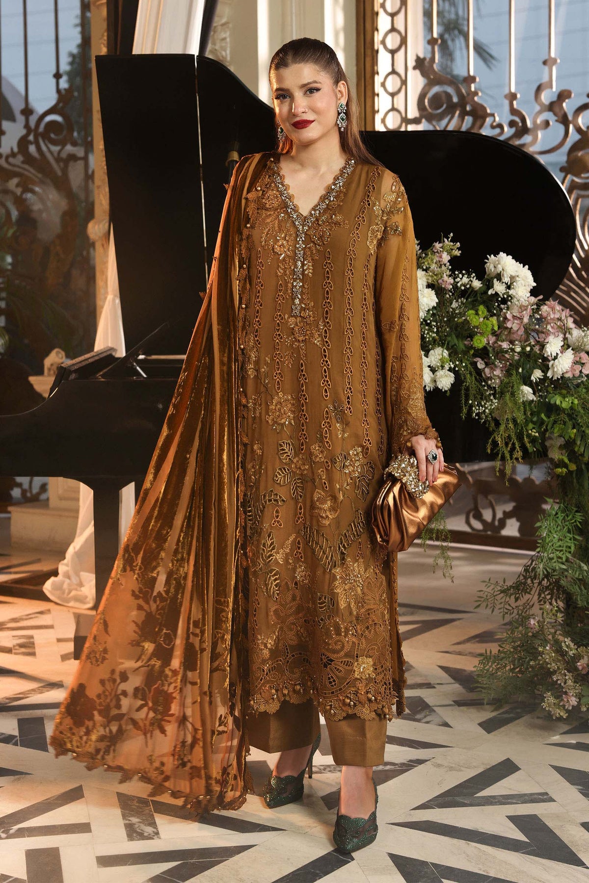 Shop Maria.B Chiffon Collection 2026 | Royal Tea Affair at Lebaasonline.co.uk. Discover elegant Pakistani designer chiffon suits, luxurious embroidery and timeless festive styles with worldwide delivery.