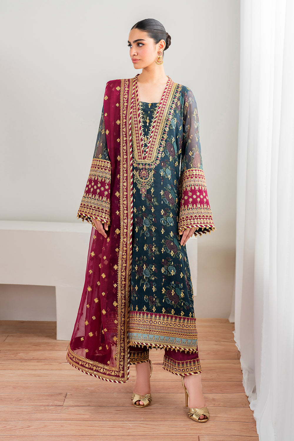 Buy Baroque | EMBROIDERED CHIFFON SF-689 Online at Great Price! Available For UK, France & Germany. Baroque dresse from Pakistan & for SALE in the UK, USA, Manchester & London. Book now ready to wear & unstitched. Shop Wedding, festive, summer or winter branded outfits from Lebaasonline