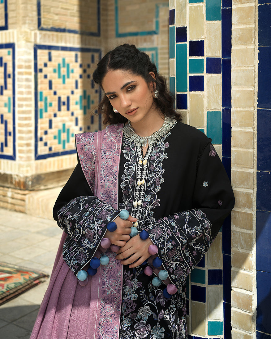 MUSHQ Bazaar Trail | Embroidered Linen Pakistani Winter Suit with Shawl