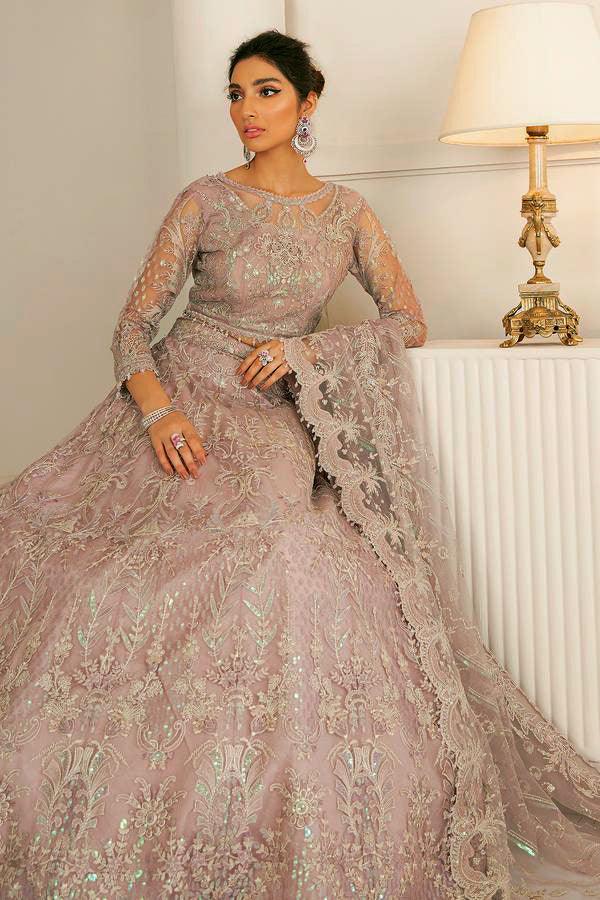 Baroque Chantelle Embroidered Chiffon 3 Piece Suit PINK SALT
