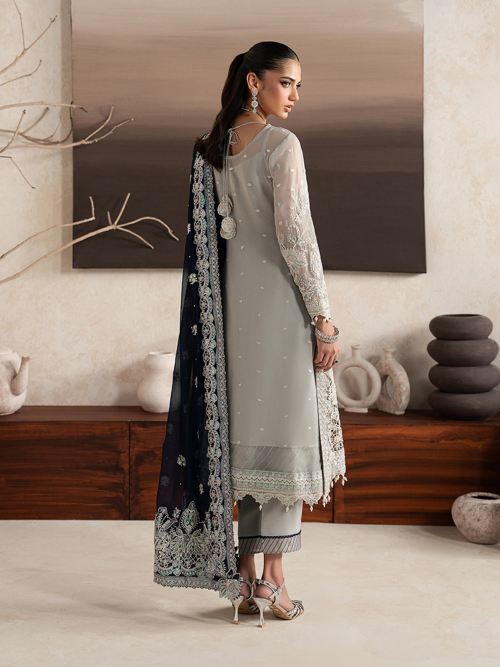 GULAAL | Inaaya Embroidered Chiffion '26 | GIANNA Pakistani designer dress is available @lebaasonline. The Pakistani Wedding dresses of Maria B, Gulaal can be customized for Bridal/party wear. Get express shipping in UK, USA, France, Germany for Asian Outfits USA. Maria B Sale online can be availed here!!