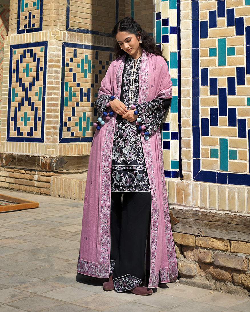 MUSHQ Bazaar Trail | Embroidered Linen Pakistani Winter Suit with Shawl