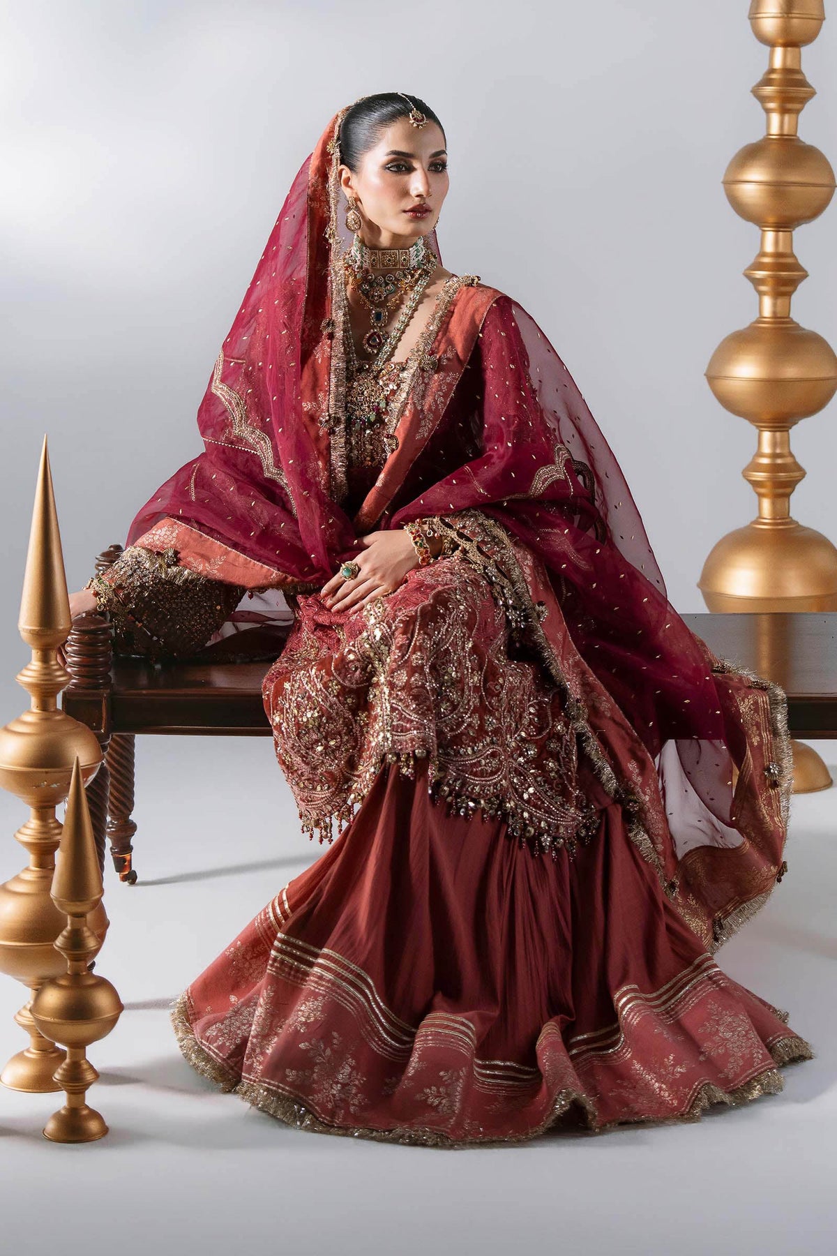 Maria B Mbroidered Wedding Edition '26 | BD-3108-Deep Salmon pink