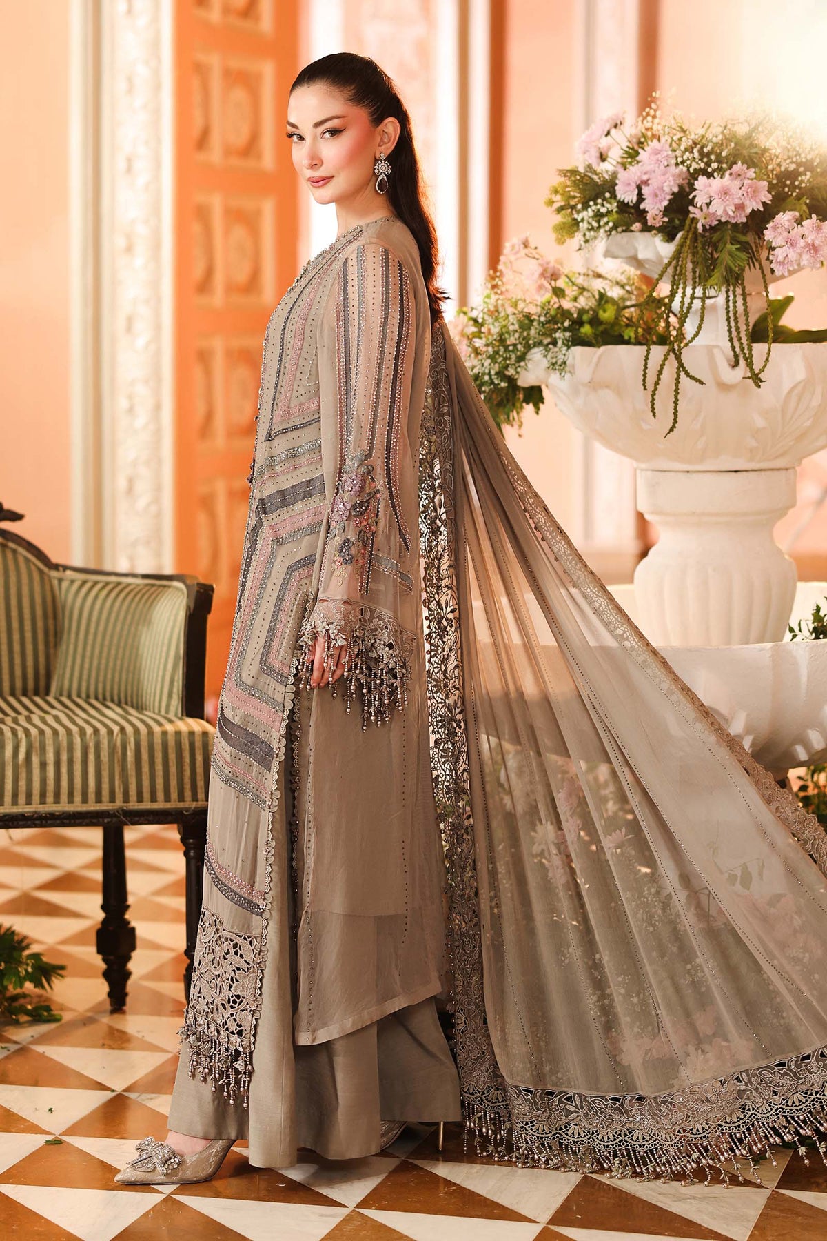 Shop Maria.B Chiffon Collection 2026 | Royal Tea Affair at Lebaasonline.co.uk. Discover elegant Pakistani designer chiffon suits, luxurious embroidery and timeless festive styles with worldwide delivery.