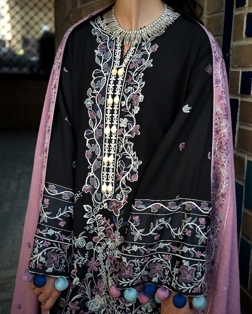 MUSHQ Bazaar Trail | Embroidered Linen Pakistani Winter Suit with Shawl
