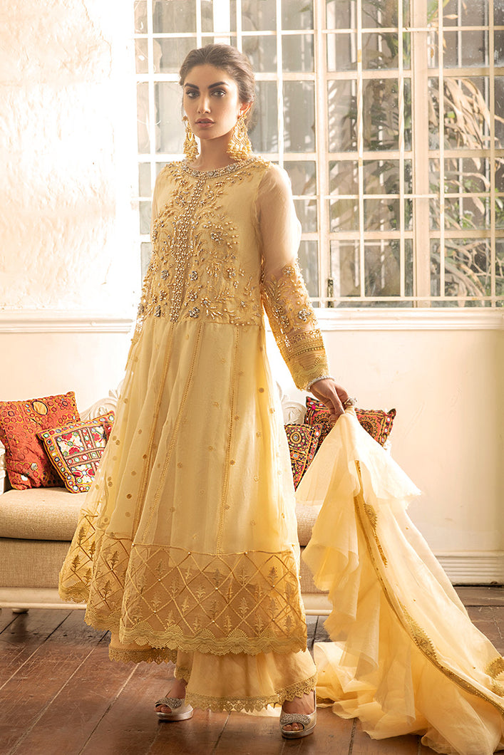 Buy Mushq Eid Festive 2021 - AMARYLLIS | SAMOAN SUN Yellow Chiffon Eid collection from our official website. Make your this Eid elegance with Mushq festive '21 collection. You can order unstitched as well as customized clothing, Eid outfit at your doorstep. Get Mushq dress in UK, USA, Manchester from Lebaasonline!