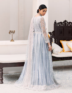 Buy EMAAN ADEEL | BELLE ROBE | EDITION 3 | Aqua Dress @LebaasOnline Net Embroidered had mirror work, New Indian & Pakistani Designer Partywear Suits at our DESIGNER BOUTIQUE UK is available with us PAKISTANI WEDDING DRESSES ONLINE UK can be easily customized for evening/party wear. Get Express shipping in USA, Norway