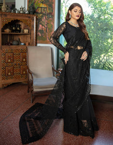 EMAAN ADEEL SAREE | EM-04 Black Net Pallu Saree is available @lebaasonline. We have various VELVET SAREE of MARIA B, EMAAN ADEEL, MARYUM N MARIA, various PAKISTANI BRIDAL DRESSES ONLINE in UK is available in unstitched and stitched. We do express shipping worldwide including UK, USA, France, Austria 