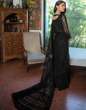 Load image into Gallery viewer, EMAAN ADEEL SAREE | EM-04 Black Net Pallu Saree is available @lebaasonline. We have various VELVET SAREE of MARIA B, EMAAN ADEEL, MARYUM N MARIA, various PAKISTANI BRIDAL DRESSES ONLINE in UK is available in unstitched and stitched. We do express shipping worldwide including UK, USA, France, Austria 