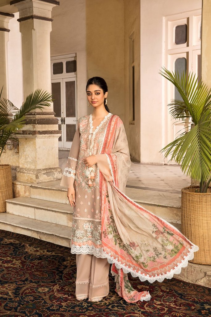SOBIA NAZIR VITAL VOL 2 | PREMIUM LAWN 2021-7A Collection Peach Dress Buy SOBIA NAZIR VITAL PAKISTANI DESIGNER DRESSES 2021 in the UK & USA on SALE Price at www.lebaasonline.co.uk We stock SOBIA NAZIR PREMIUM LAWN COLLECTION MARIA B M PRINT LAWN Stitched & customized all PAKISTANI DESIGNER DRESSES ONLINE at Great Price