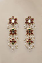 Load image into Gallery viewer, Buy Maria B Jewelry | Heritage Jewelry | JER-043-Red Chatham Lavishly exaggerated high quality Zircon fine earring This jewelry is from Maria B Heritage Collection 2022 in the UK USA and Australia. We are the largest stockist of Maria B Pakistani Jewelry, Ring Jhoomar Ranihaar necklace and earrings.