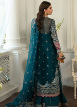 Load image into Gallery viewer, SORAYA PK | Wedding Collection 2023 SORAYA Lumene- FESTIVE Diana showcases a majestic festive approach layered in ice blue and mint green shades. A net pishwas embellished with multi-hued crystals, pitta, pearls, and gota work paired with crushed lehenga.