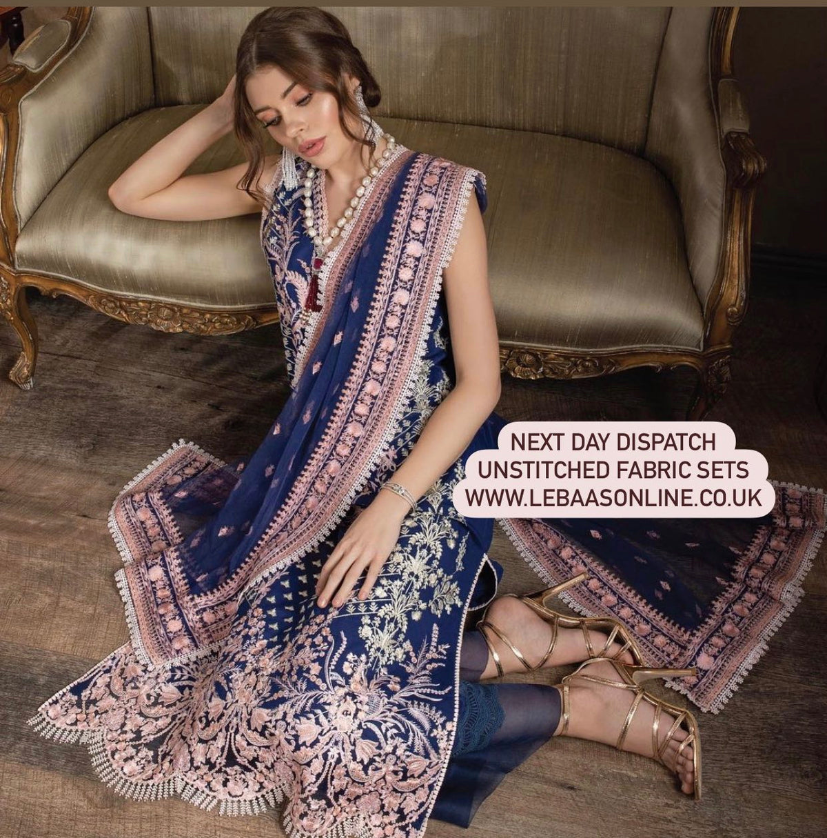 Next day Delivery Pakistani Dresses Unstitched Fabric UK and USA