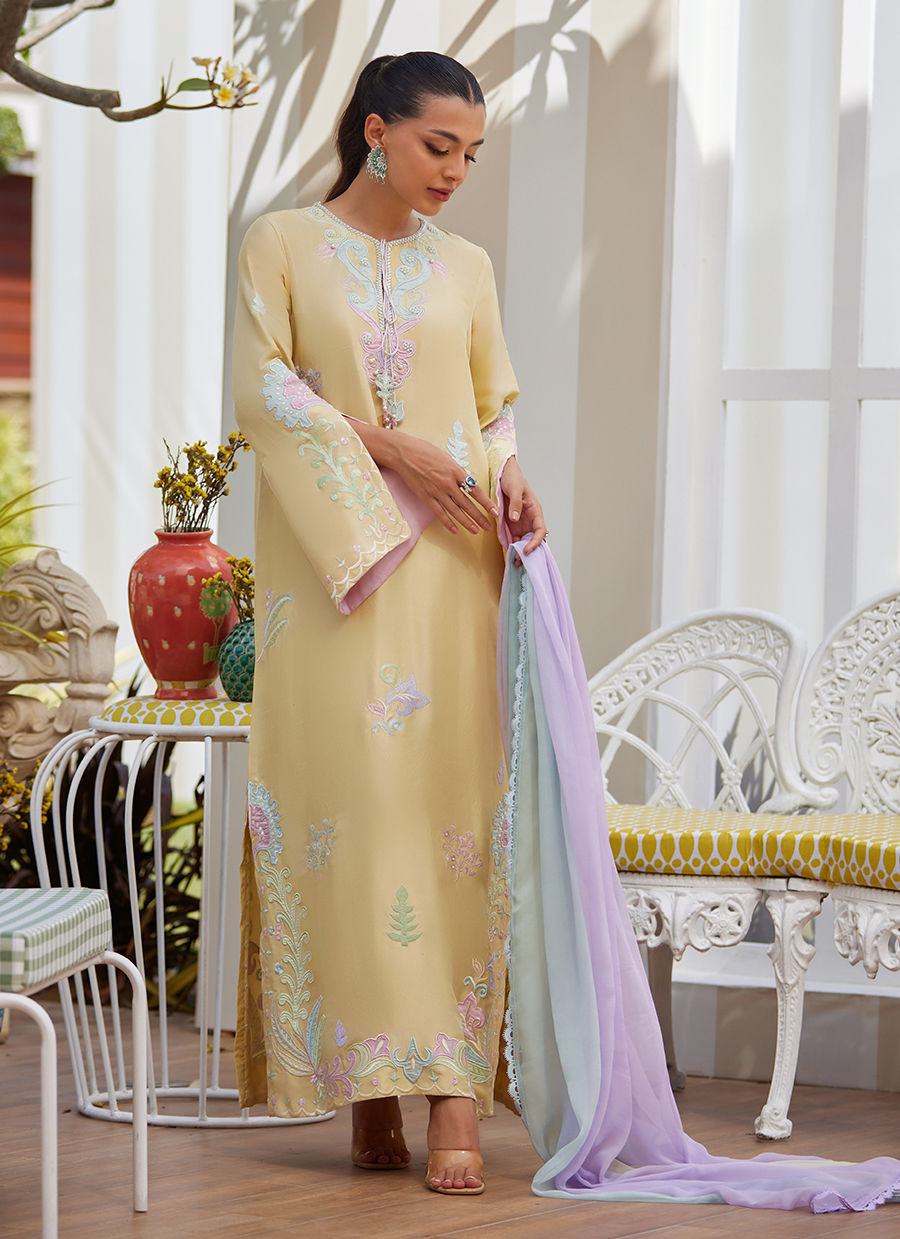 FARAH TALIB AZIZ | TARA LUXE II '25 Pakistani designer suits is available @lebaasonline. We have various Pakistani Bridal dresses online available in brands such as Mari B, Imrozia, Suffuse pret 2025 is best for evening/party wear. Get express shipping in UK, USA, France, Belgium from Lebaasonline in Pakistani SALE