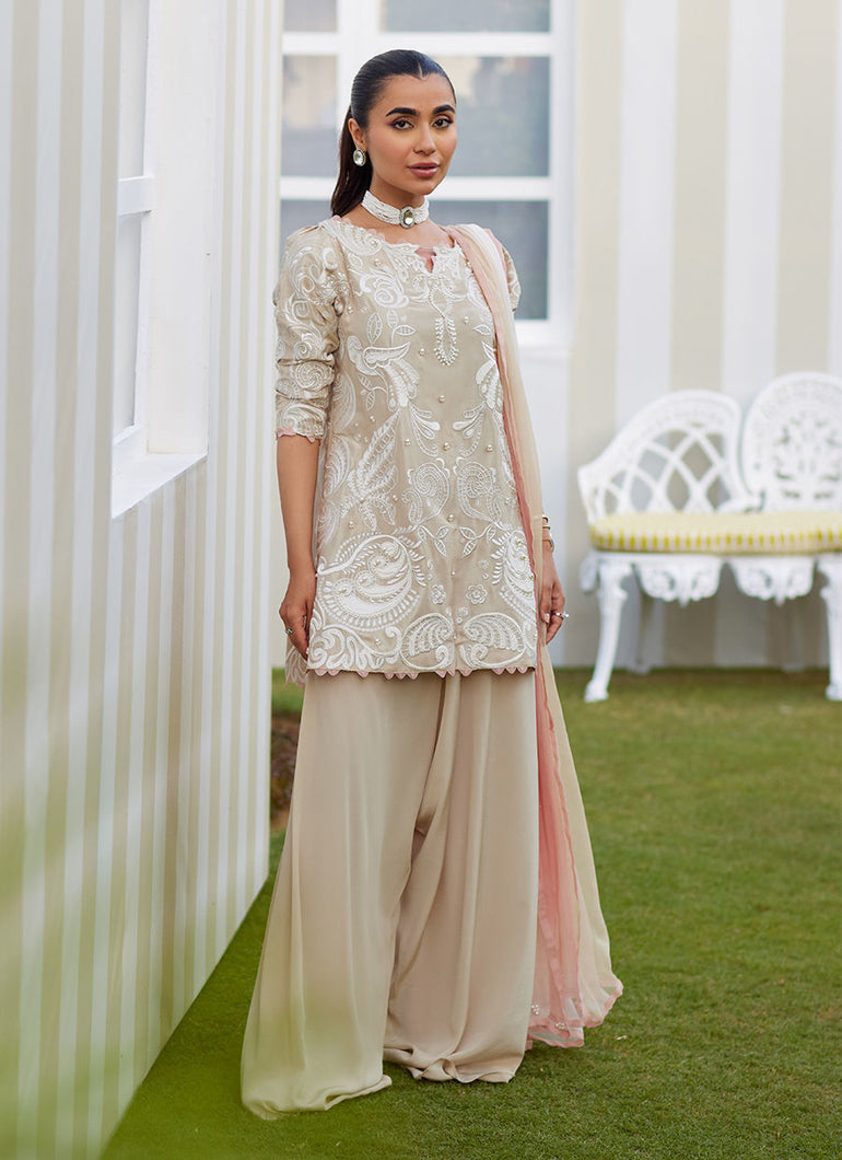 FARAH TALIB AZIZ | TARA LUXE II '25 Pakistani designer suits is available @lebaasonline. We have various Pakistani Bridal dresses online available in brands such as Mari B, Imrozia, Suffuse pret 2025 is best for evening/party wear. Get express shipping in UK, USA, France, Belgium from Lebaasonline in Pakistani SALE