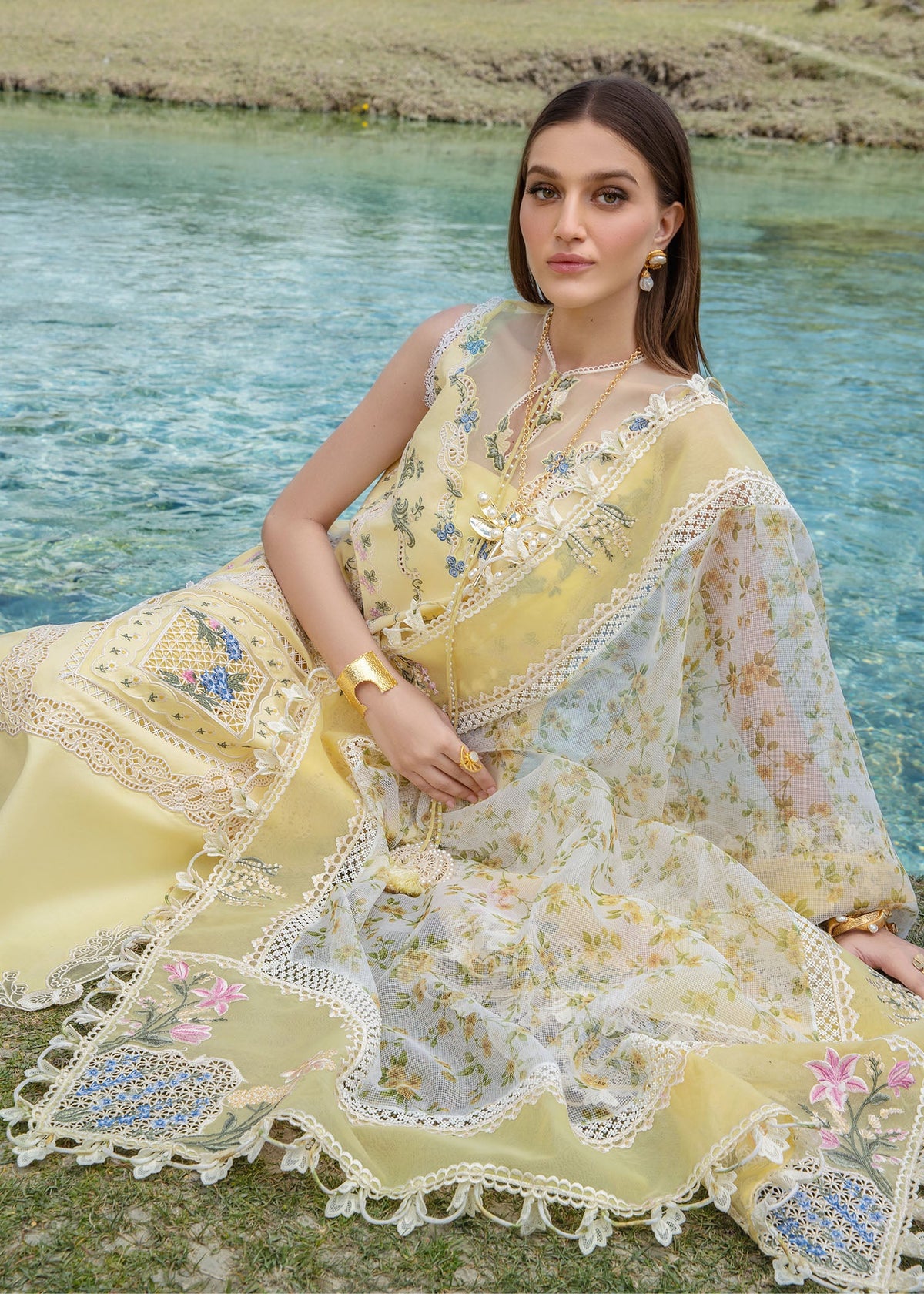 CRIMSON LAWN 2024 | A French Brunch - Sunflower Yellow - LebaasOnline 