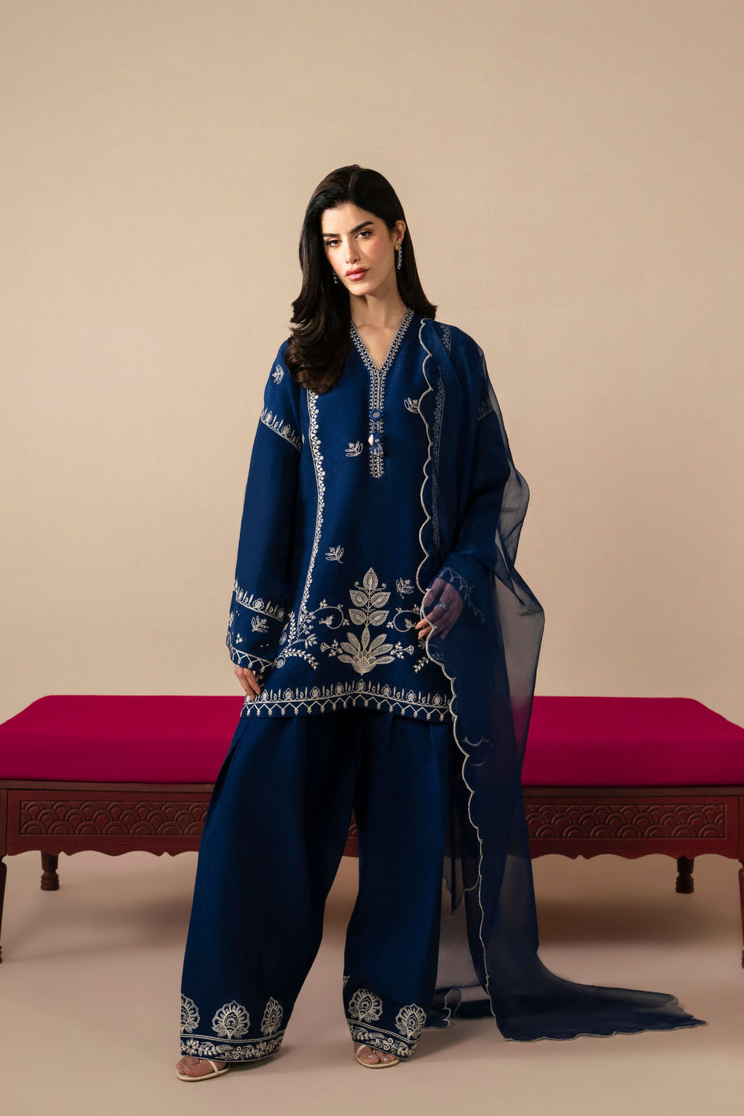 Buy ZAHA | SERAE SILK '25 Online Pakistani designer dresses at Great Price! Available For Next Day Delivery in UK, France & Germany. Zaha dresses created by Khadija Shah from Pakistan & for SALE in the UK, USA, Manchester & London. Book now ready to wear & unstitched at Lebaasonline.