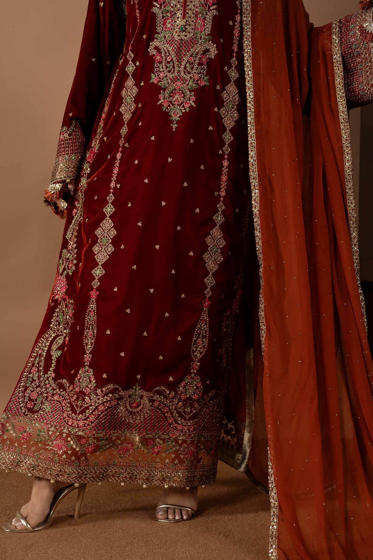 Maria B 3 piece velvet suit for winter weddings and festive occasions