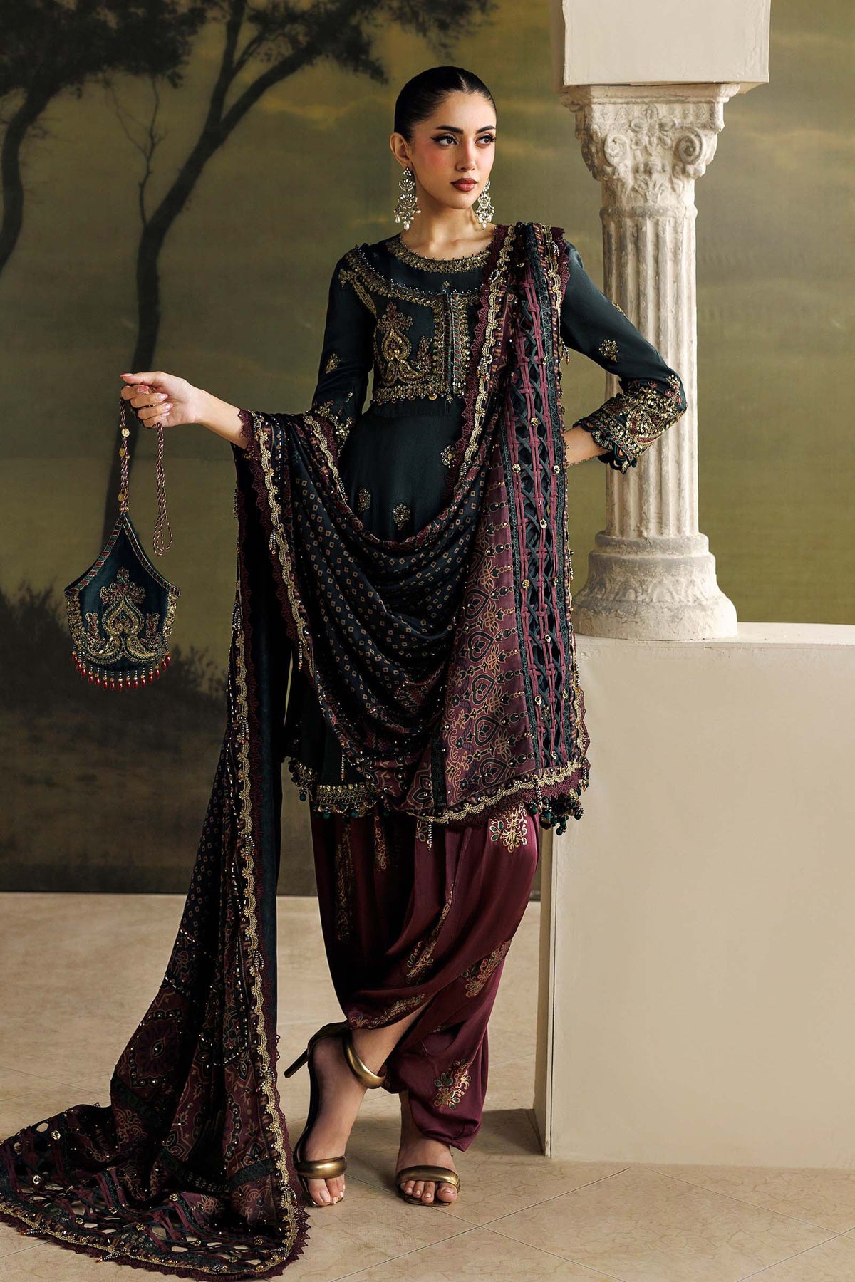 Maria B Soiree 2026 dark green Pakistani designer suit