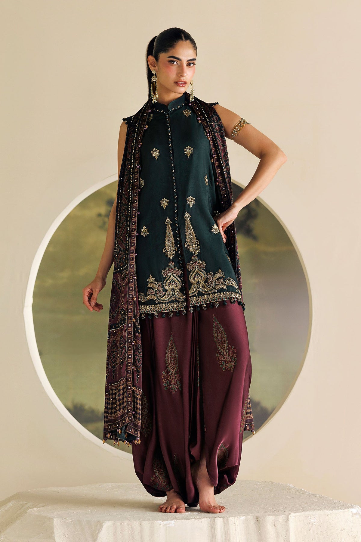 Maria B Soiree 2026 dark green Pakistani designer suit