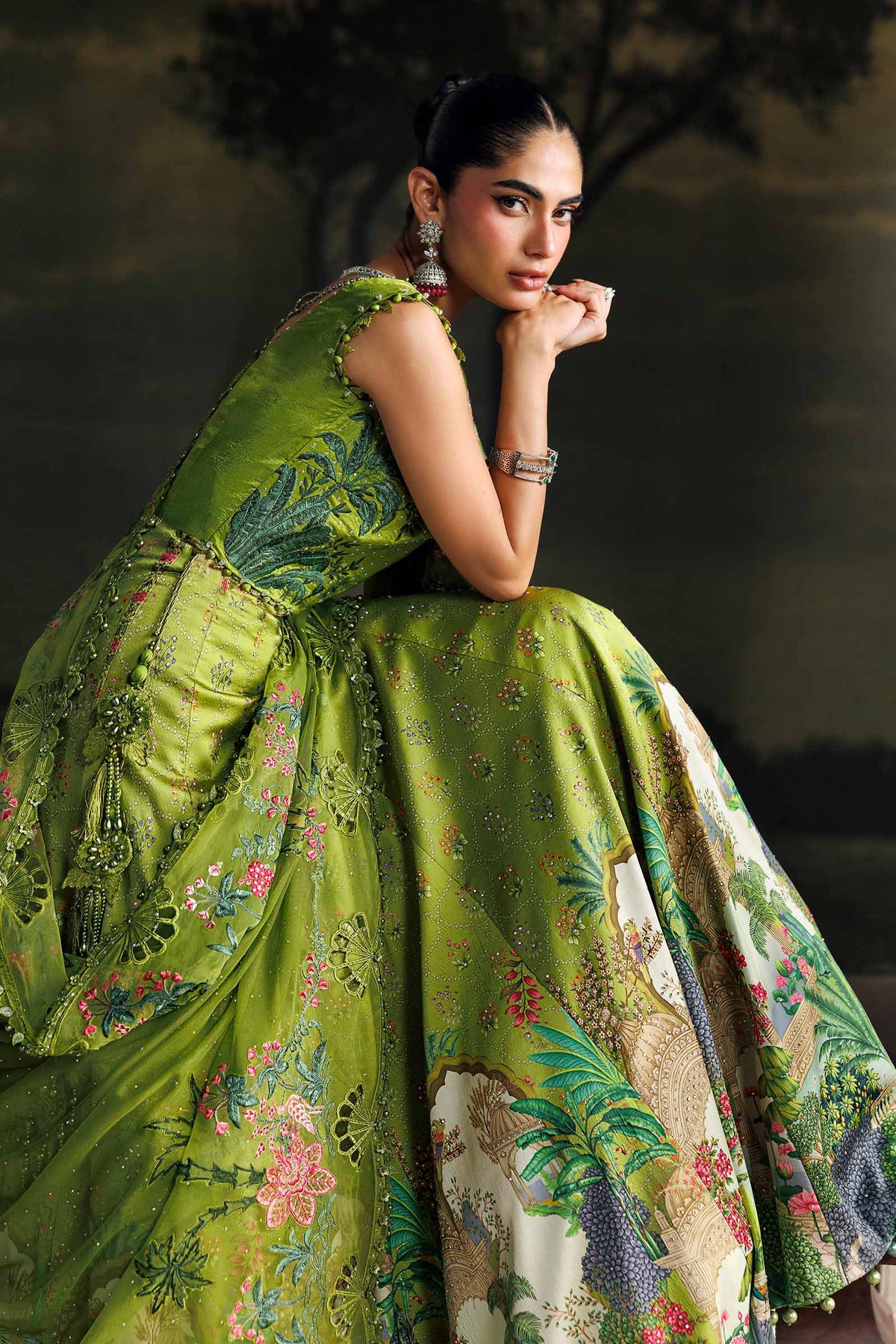 Maria B Soiree 2026 green Pakistani designer suit