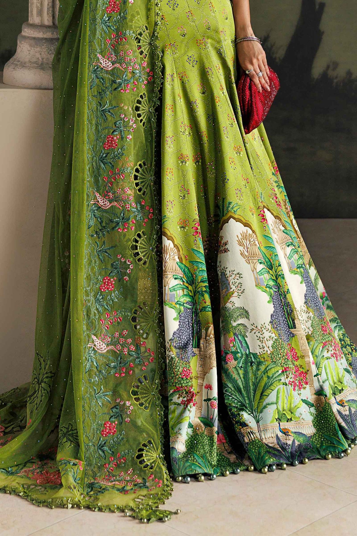 Maria B Soiree 2026 green Pakistani designer suit
