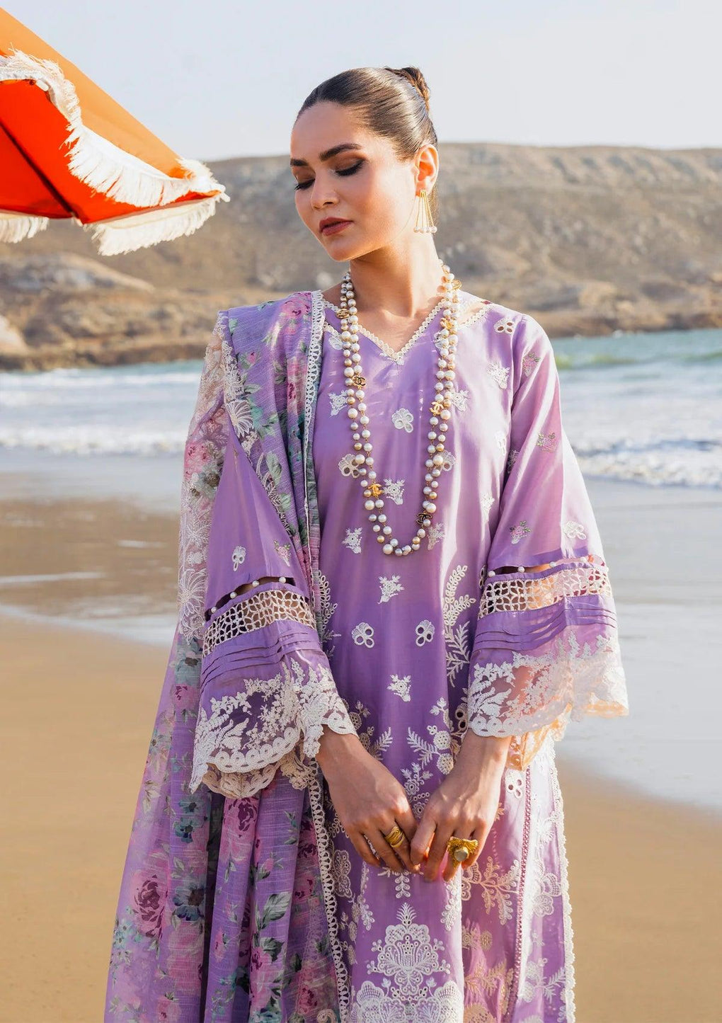 ELAF | HAI KUCH" FESTIVE LAWN 2024 | EHK-02A Banafsha - LebaasOnline 